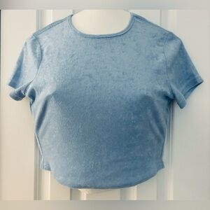 Love Streak cropped top blue terrycloth juniors medium casual comfy vacation fun
